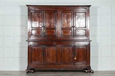 Large 19thC George III English Oak & Fruitwood Housekeepers Cupboard