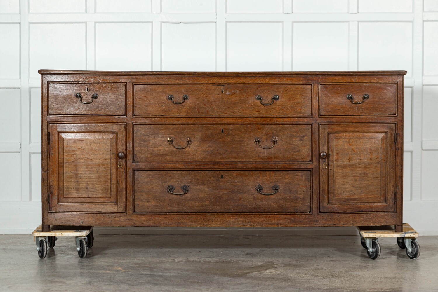 Large George III English Oak Dresser Base