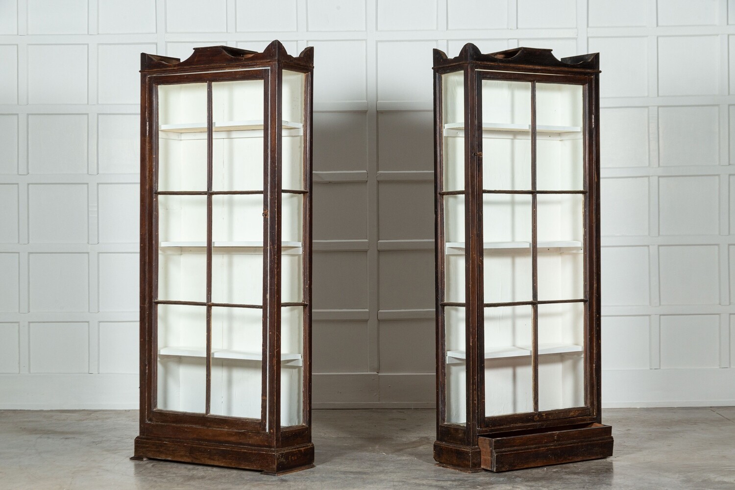 Pair Georgian English Glazed Pine Gun Cupboards