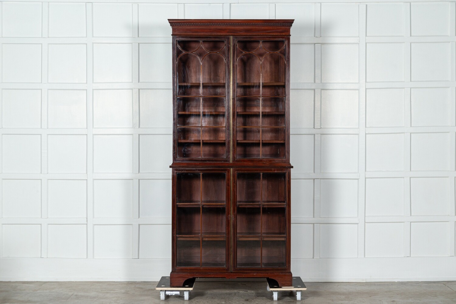 George III 18thC Mahogany Glazed Twin Library Bookcase Cabinet