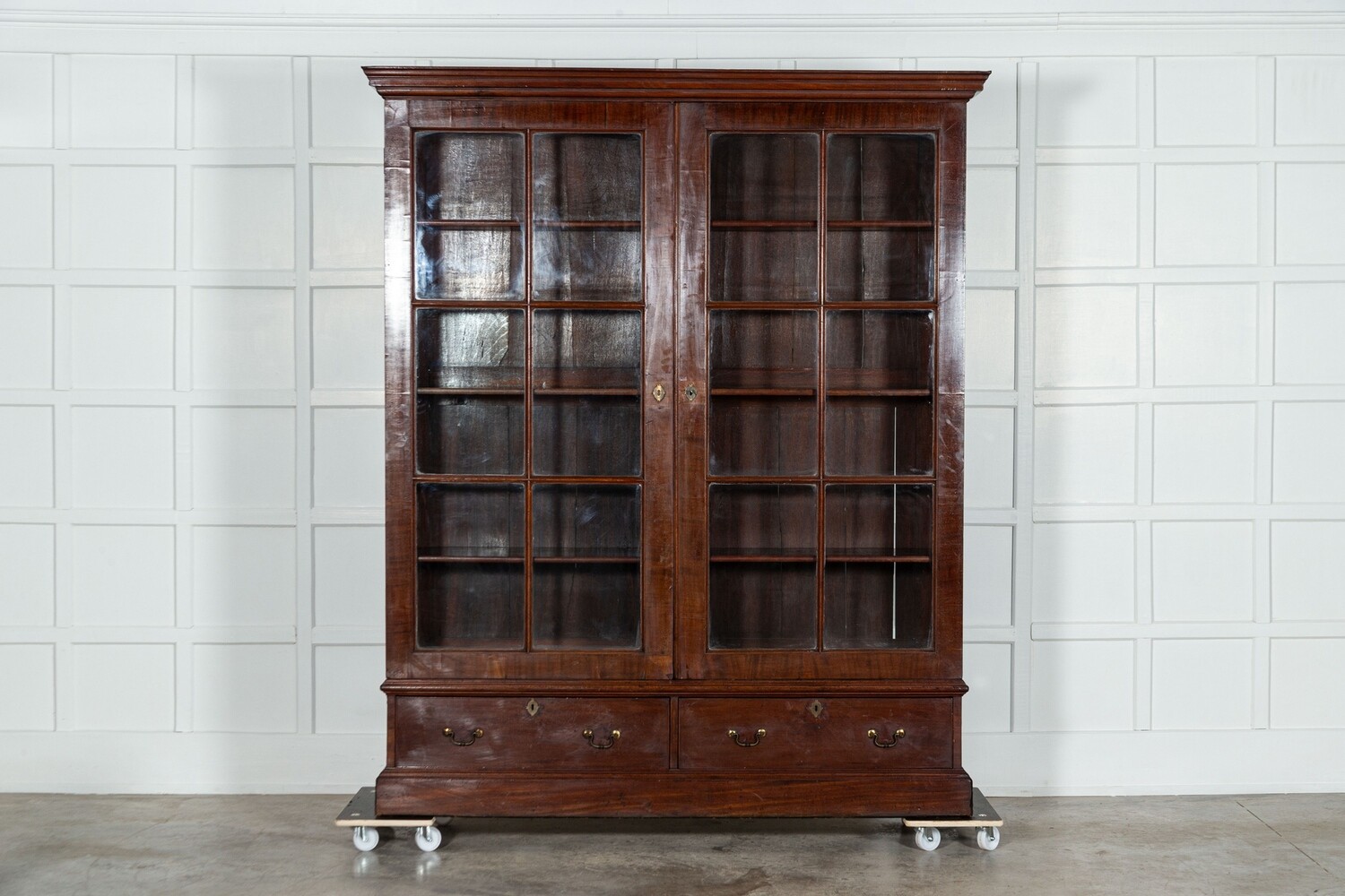 Large 19thC English Mahogany Glazed Bookcase
