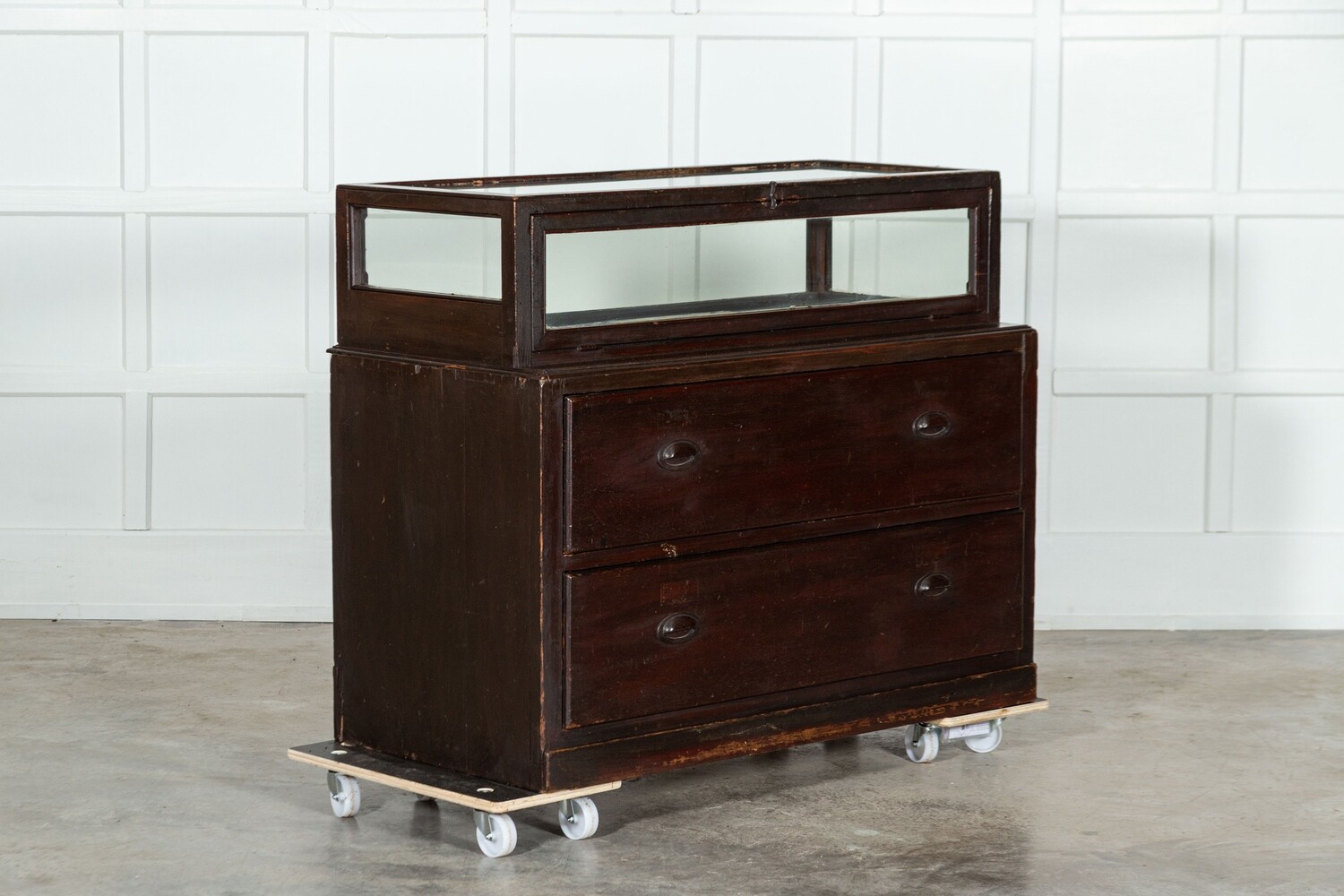 19thC Painted Glazed Haberdashery Counter Cabinet Drawers