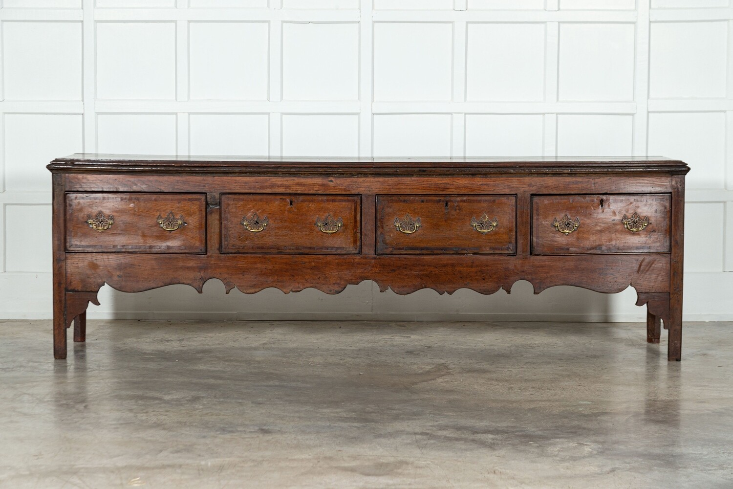 Monumental English Georgian Vernacular Oak Dresser Base
