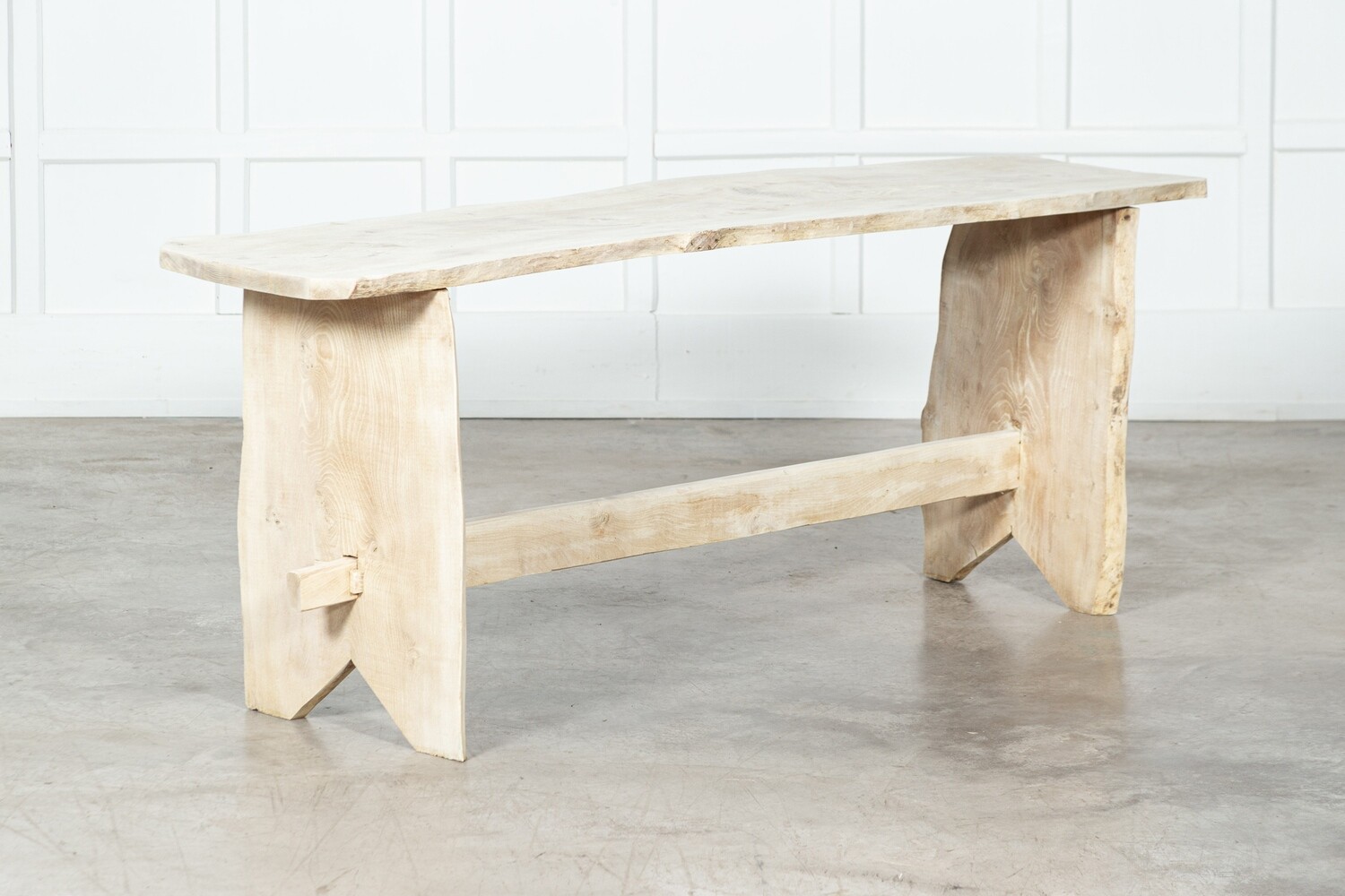 19thC French Provincial Bleached Elm Refectory Table
