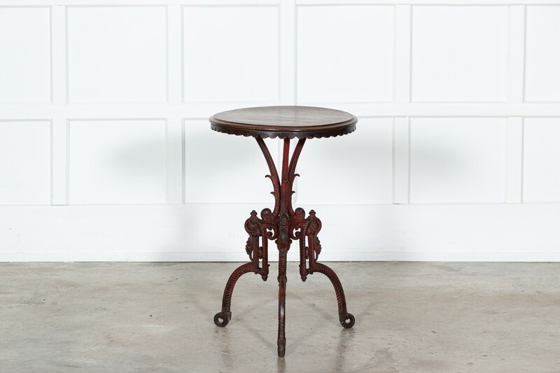 19thC French Mahogany & Cast Iron Side Table
