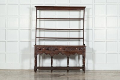 18thC English George II Oak Potboard Dresser