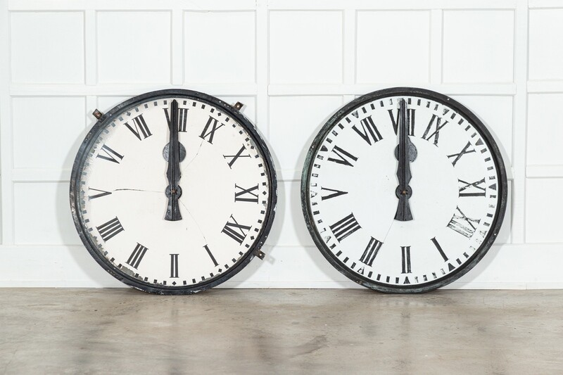 Pair 19thC English Bronze Clock Tower Faces 1880