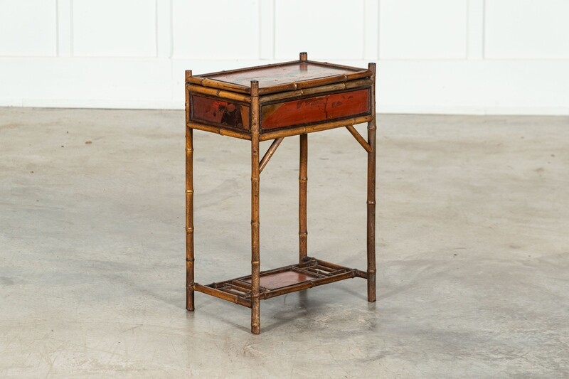 Early 20thC English Bamboo Sewing Side Table