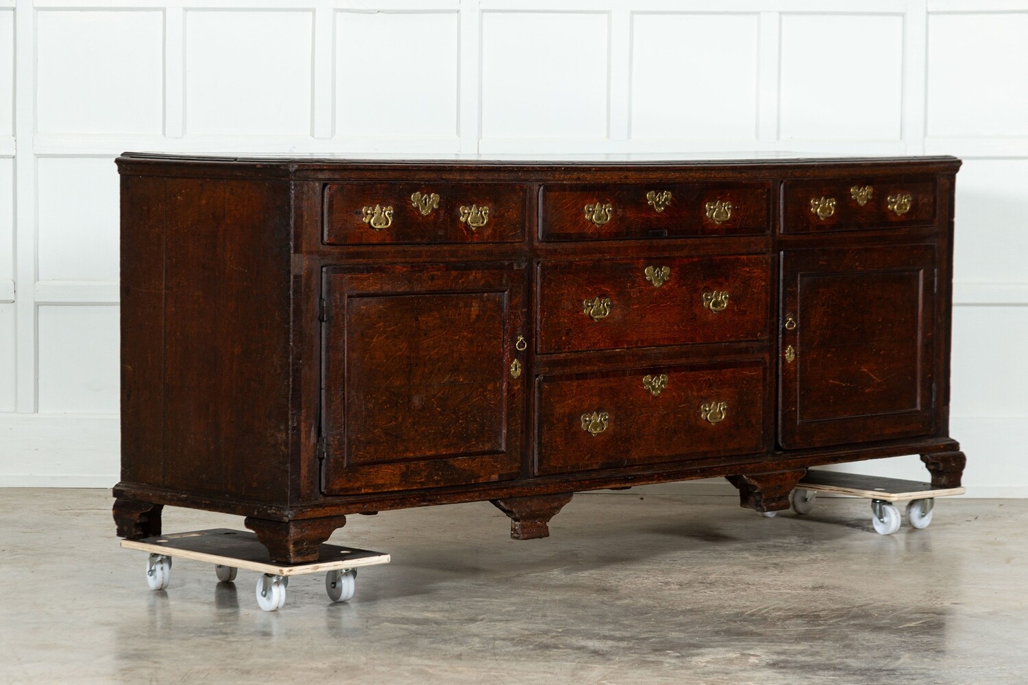Large English Georgian Oak Dresser Base