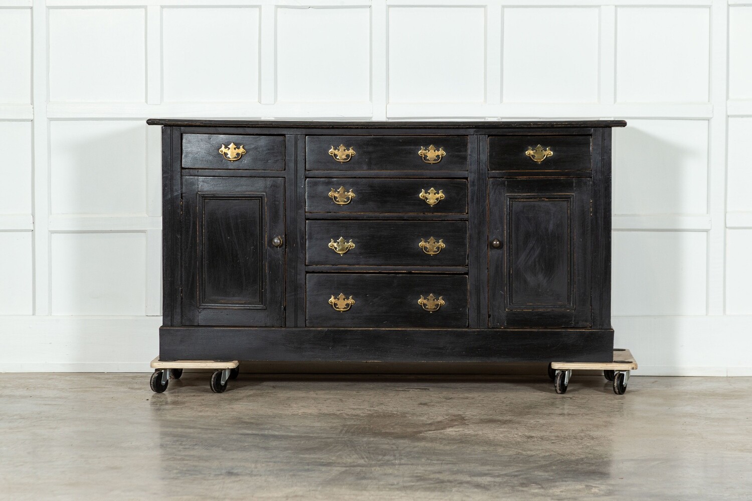 19thC English Ebonised Pine Dresser Base