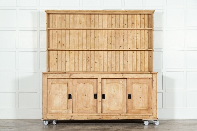 Large 19thC English Pine Waterfall Dresser