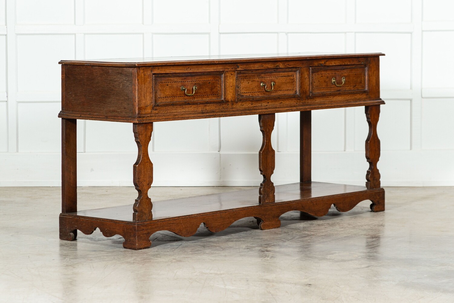 19thC English Oak Potboard Dresser Base