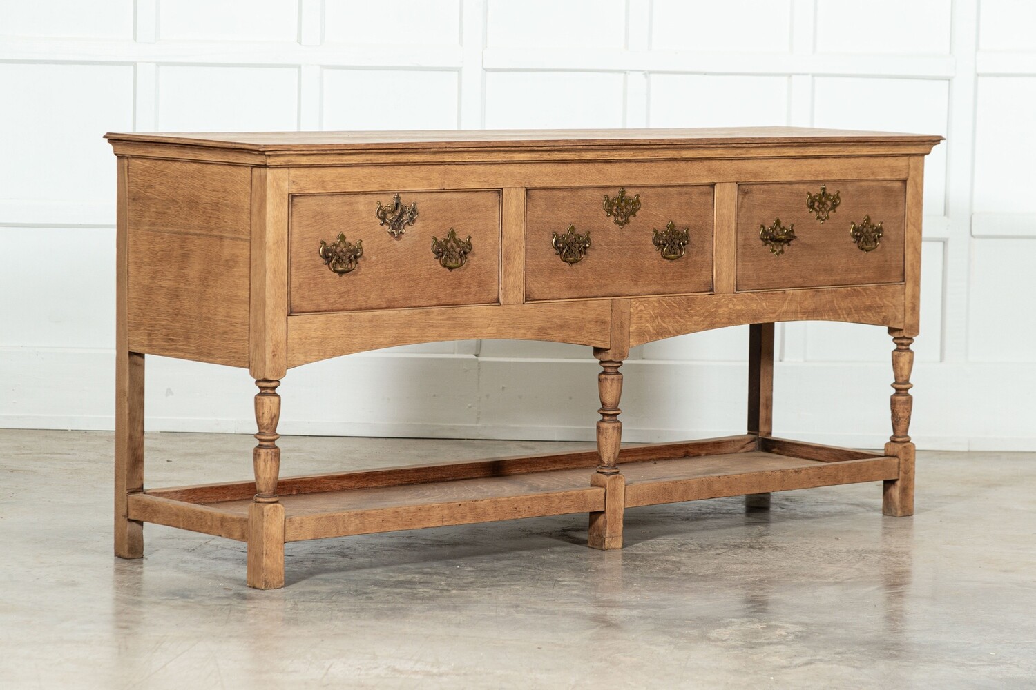 Large 19thC English Oak Potboard Dresser Base