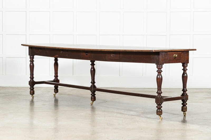 Monumental English 19thC Oak Refectory Table