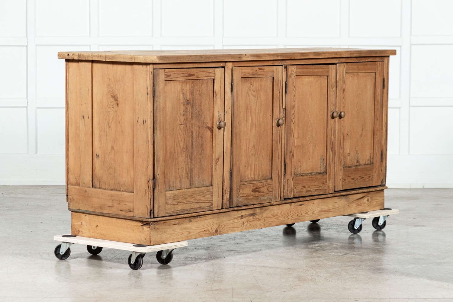Large English 19thC Pine Dresser Base 