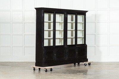 Large English Ebonised Glazed Cabinet 