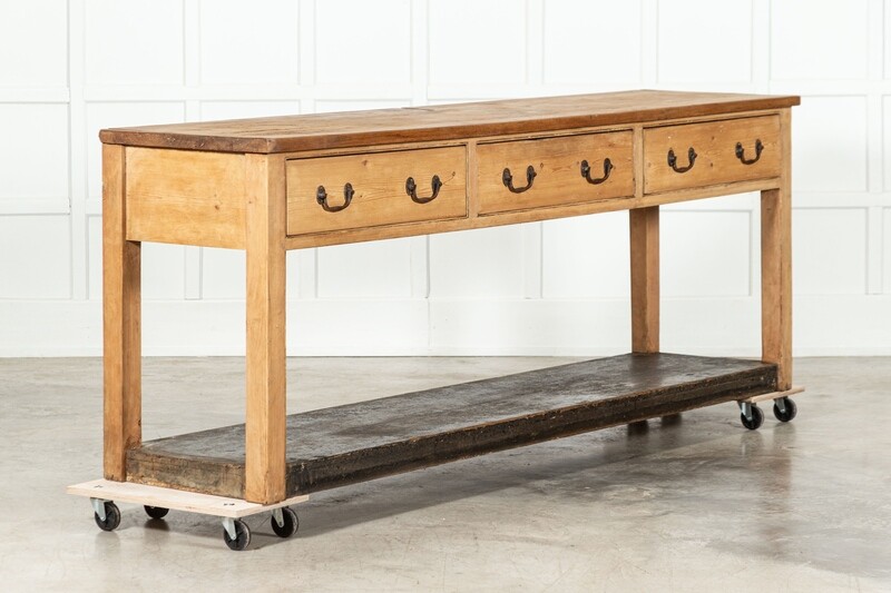 Monumental English Georgian Country House Pine Potboard Dresser Base