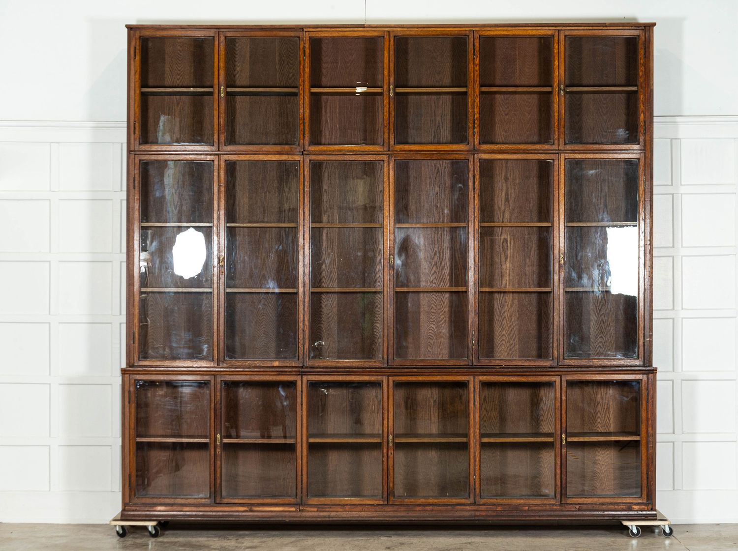 Monumental Oak Glazed Haberdashery Bookcase Cabinet