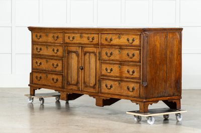 Large English George III Oak & Mahogany Dresser Base