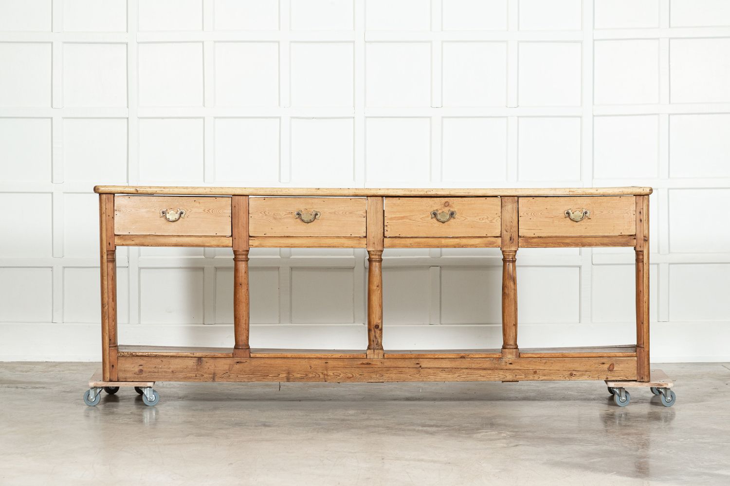 Monumental 19thC English Pine Dresser Base