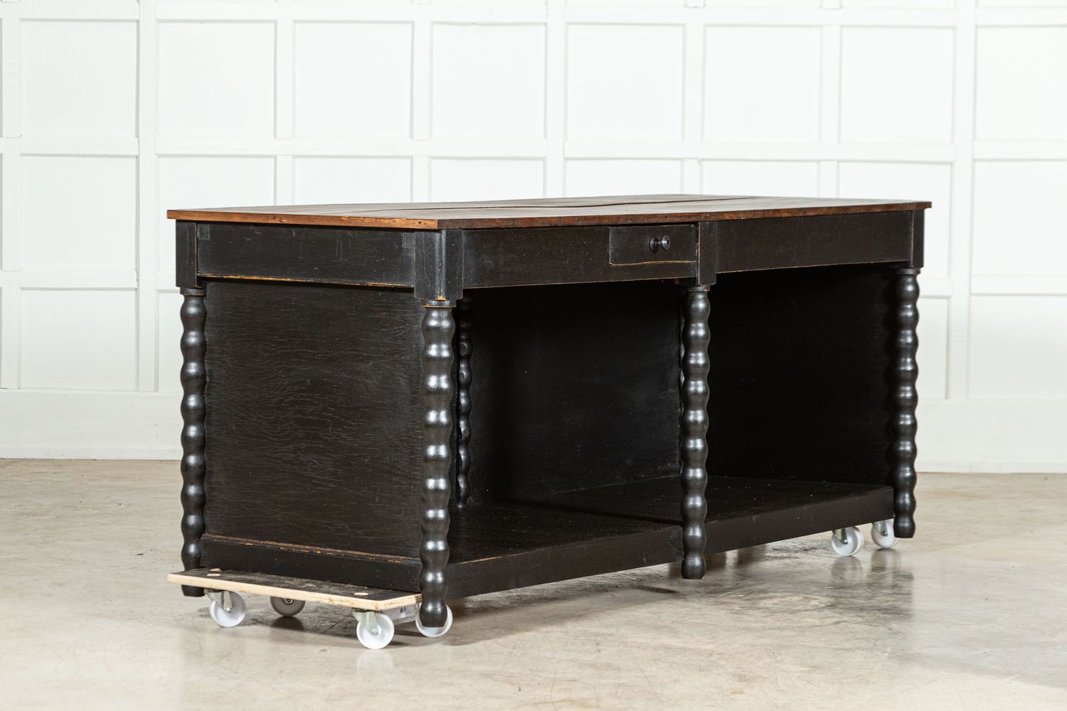 19thC French Ebonised Beech Shop Counter