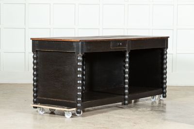 19thC French Ebonised Beech Shop Counter