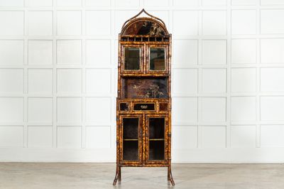 19thC English Bamboo Lacquered Glazed Cabinet 19thC English Bamboo Lacquered Glazed Cabinet