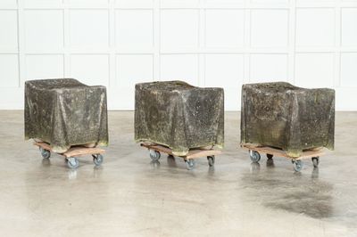 20thC Draped Cast Stone Stools / Side Tables