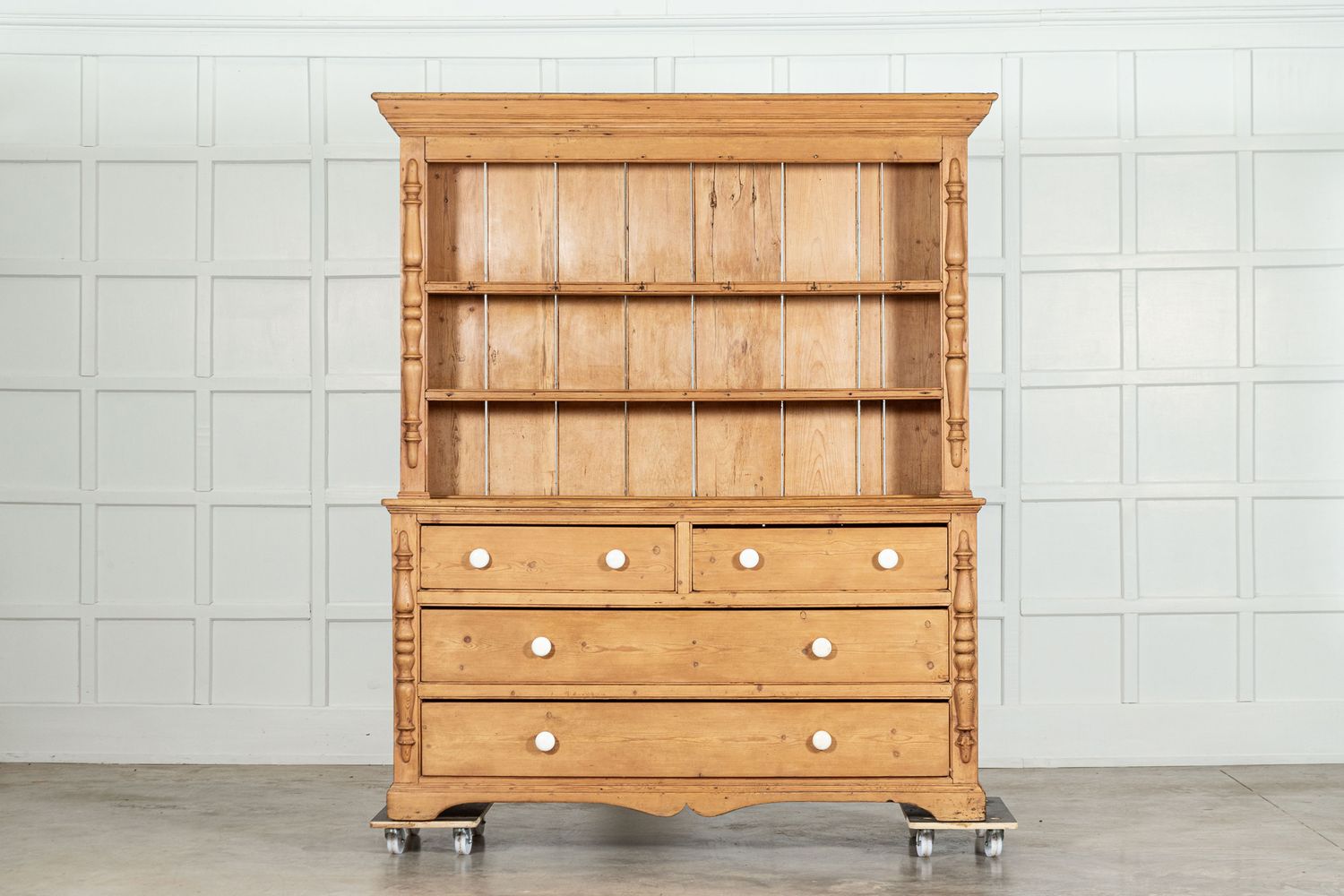 Large English 19thC  Pine Dresser
