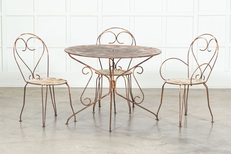 Large French Bistro Table & Chairs Patio Set