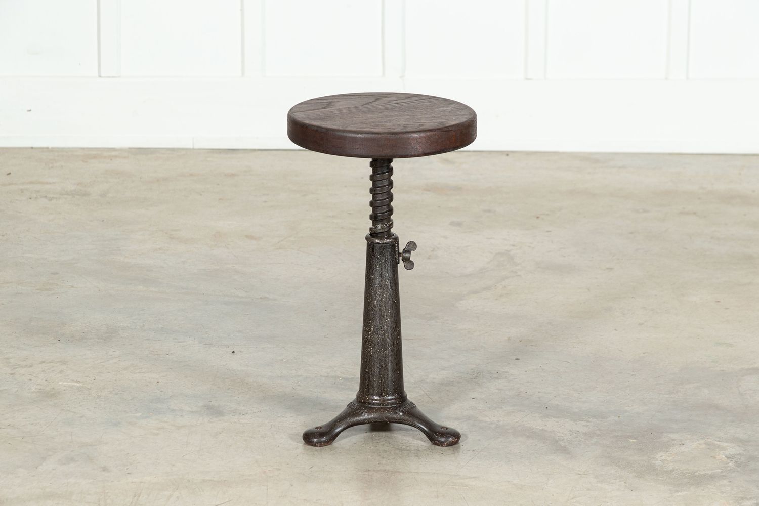 English Singer Cast Iron Oak Stool