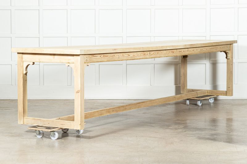 Monumental 19thC English Pine Refectory Table