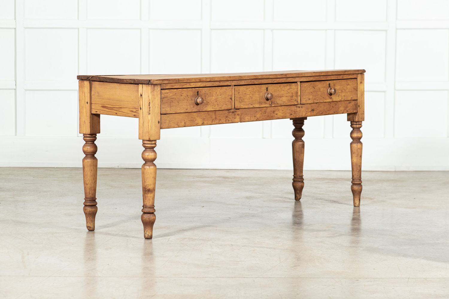 Large 19thC English Pine Dresser Base / Console