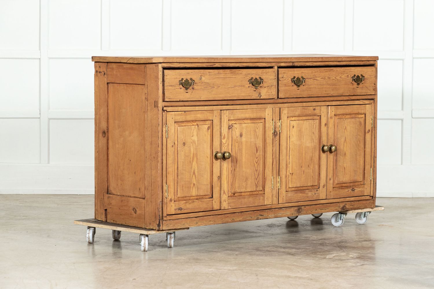 Large 19thC English Pine dresser Base
