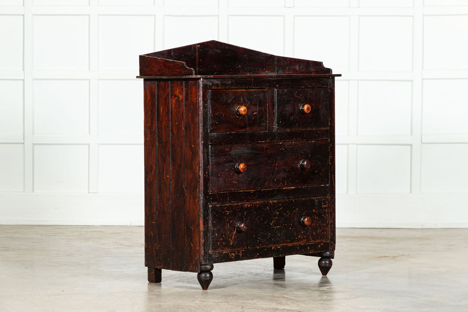 19thC Irish  Pine Gallery Chest Drawers