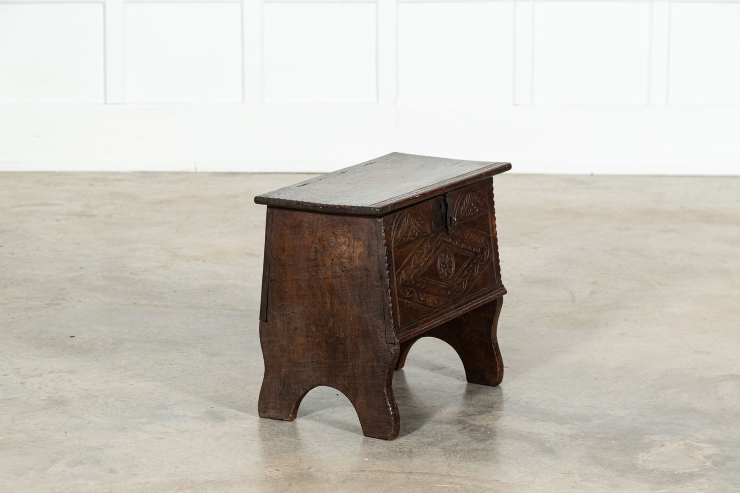 18thC Irish Oak Bible Box Coffer Stool
