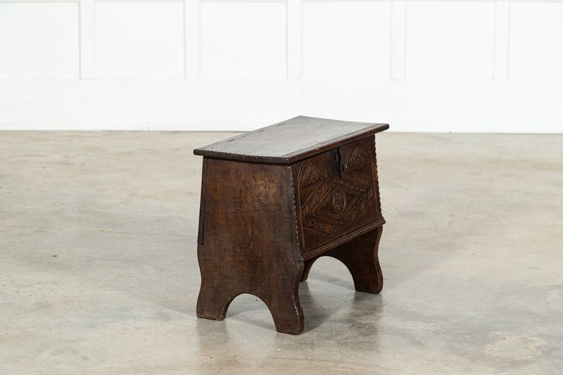 18thC Irish Oak Bible Box Coffer Stool