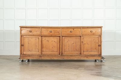 Monumental English 19thC Pine Dresser Base