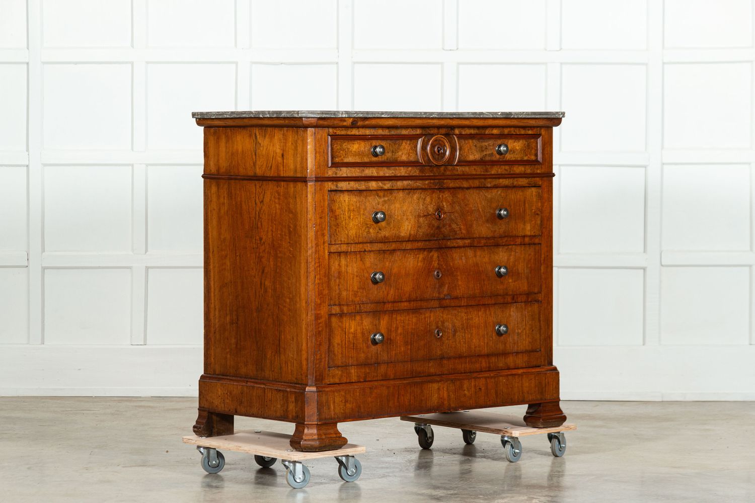 19thC French Walnut Marble Commode