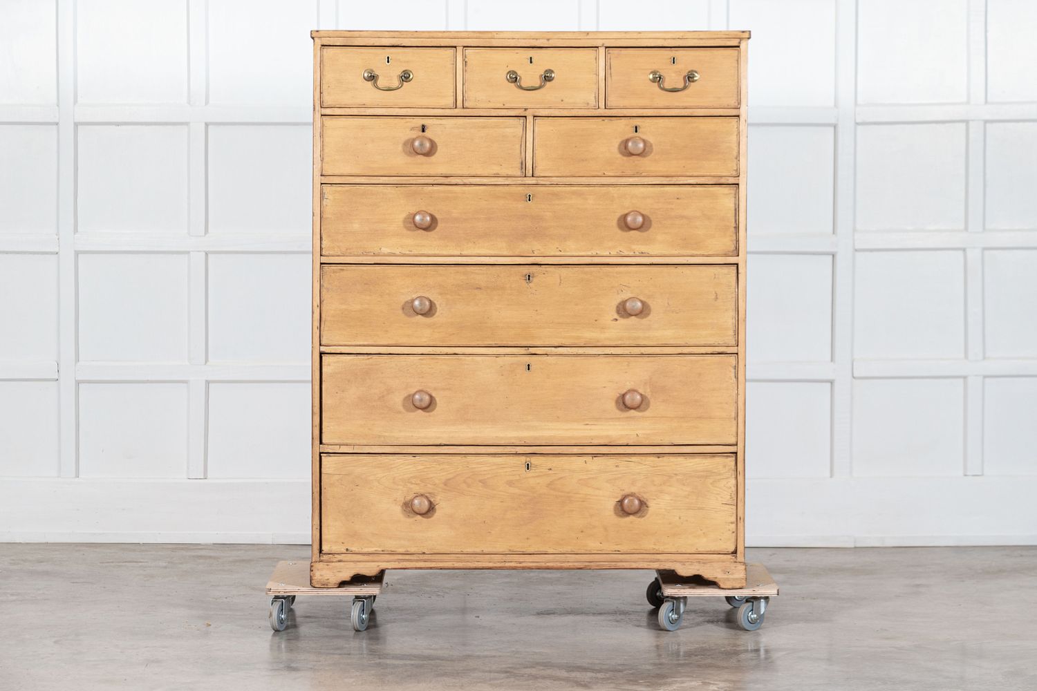 Large 19thC English Pine Chest Drawers