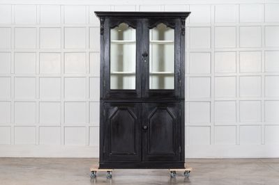19thC French Ebonised Glazed Cabinet