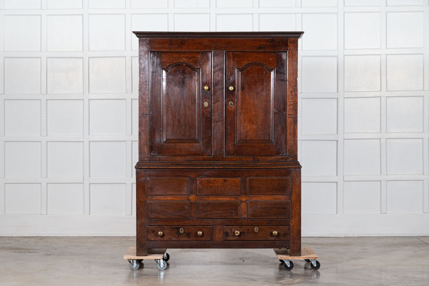 18thC English Oak Livery Cupboard