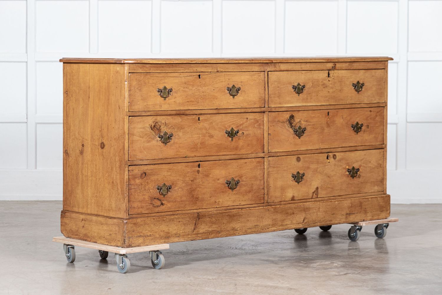 Large 19thC English Pine Dresser Base Drawers