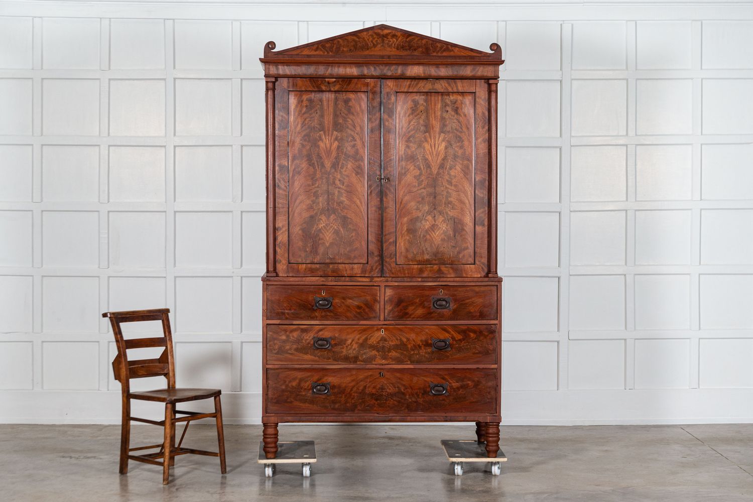 19thC English Mahogany Linen Press