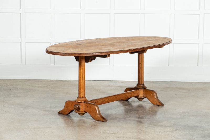 19thC English Pine & Fruitwood Oval Dining Table