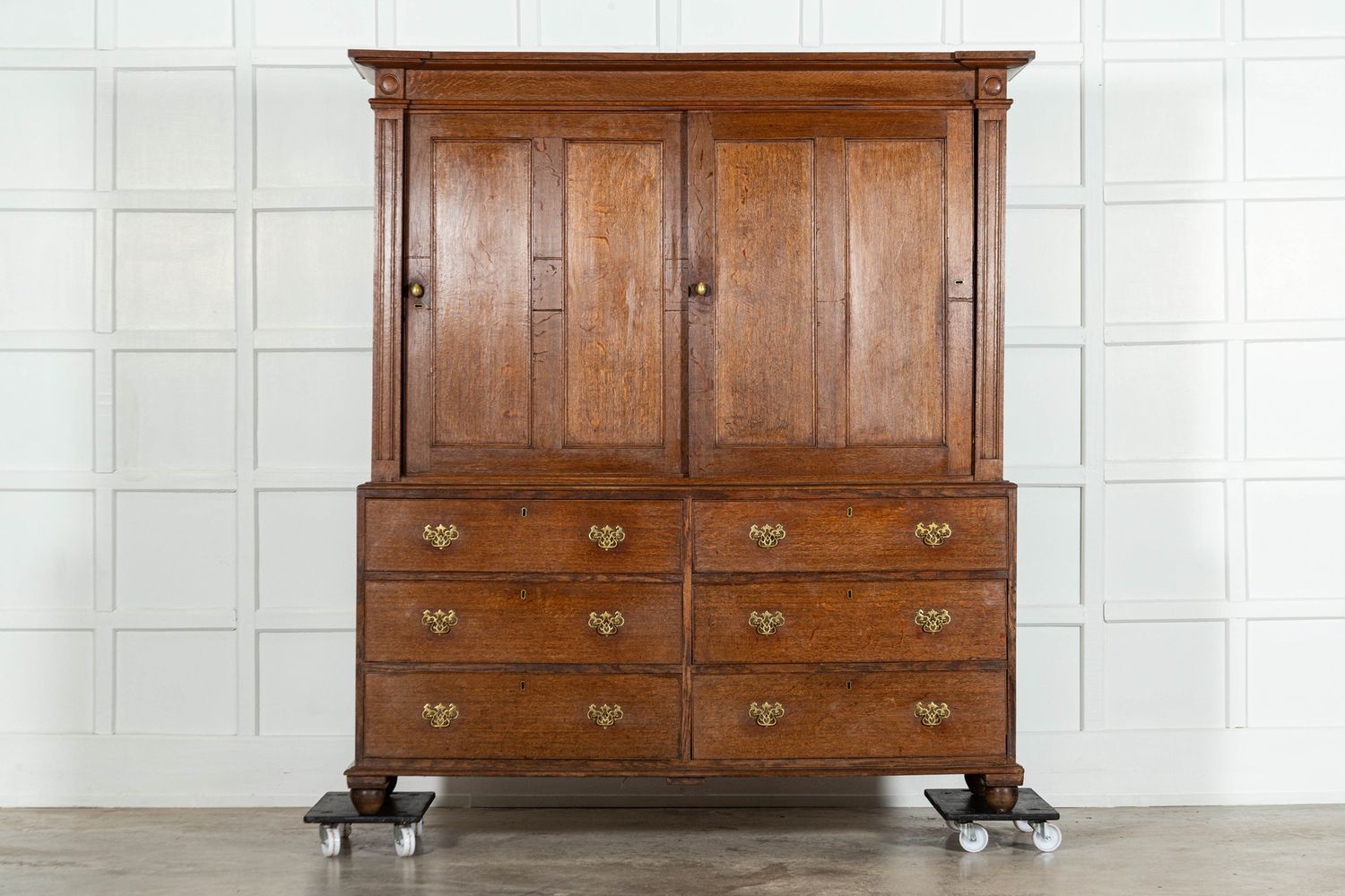 Large English Georgian Oak Housekeepers Cupboard