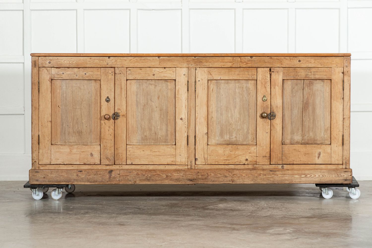 Large 19thC English Pine Dresser Base