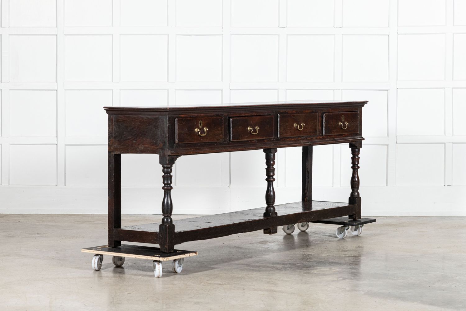 Large 18thC English Oak Potboard Dresser Base