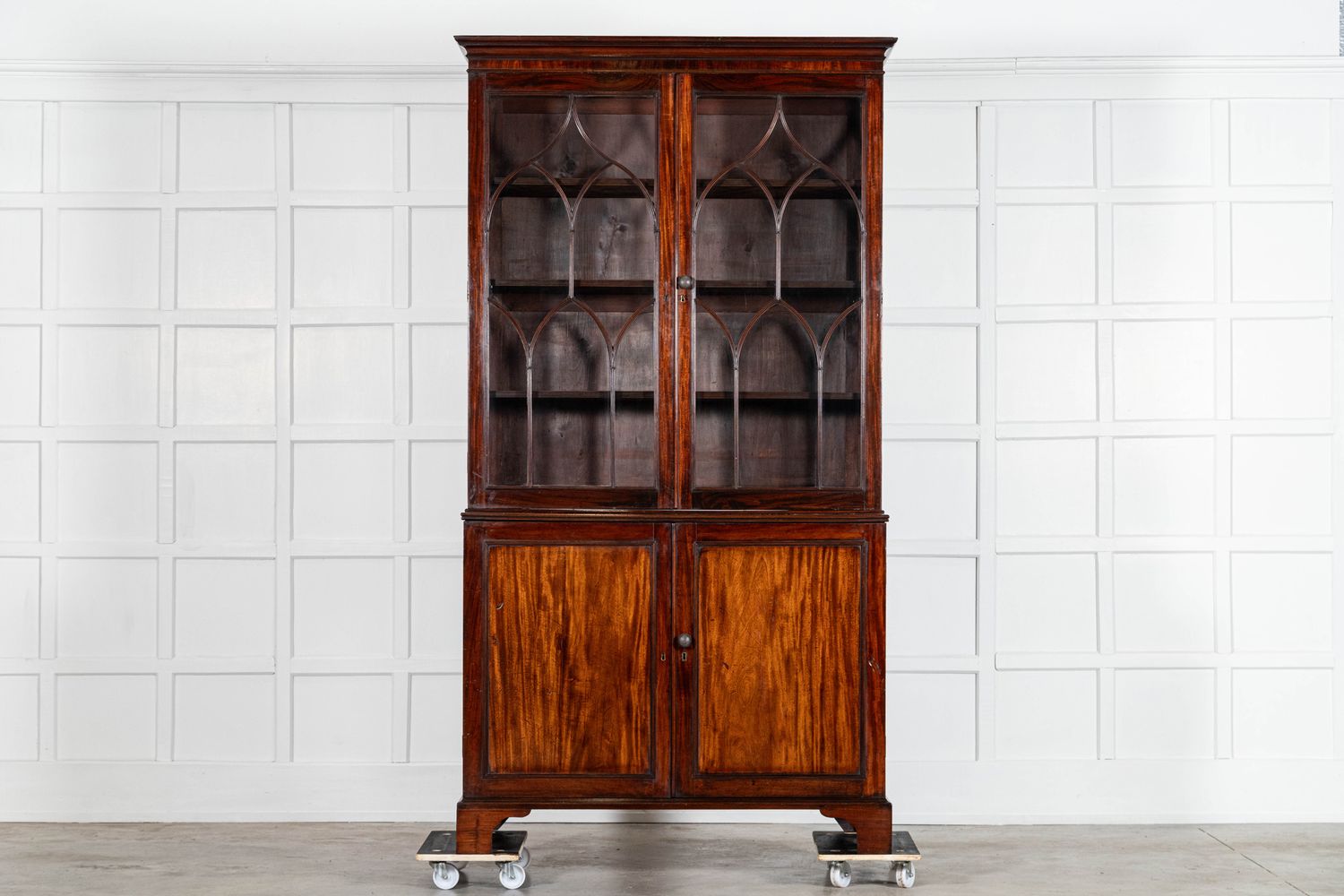 19thC English Regency Mahogany Glazed Bookcase