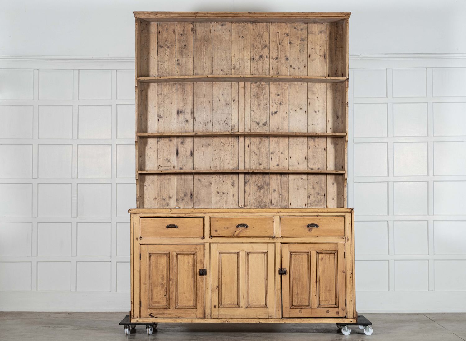 Large 19thC Pine Waterfall Dresser